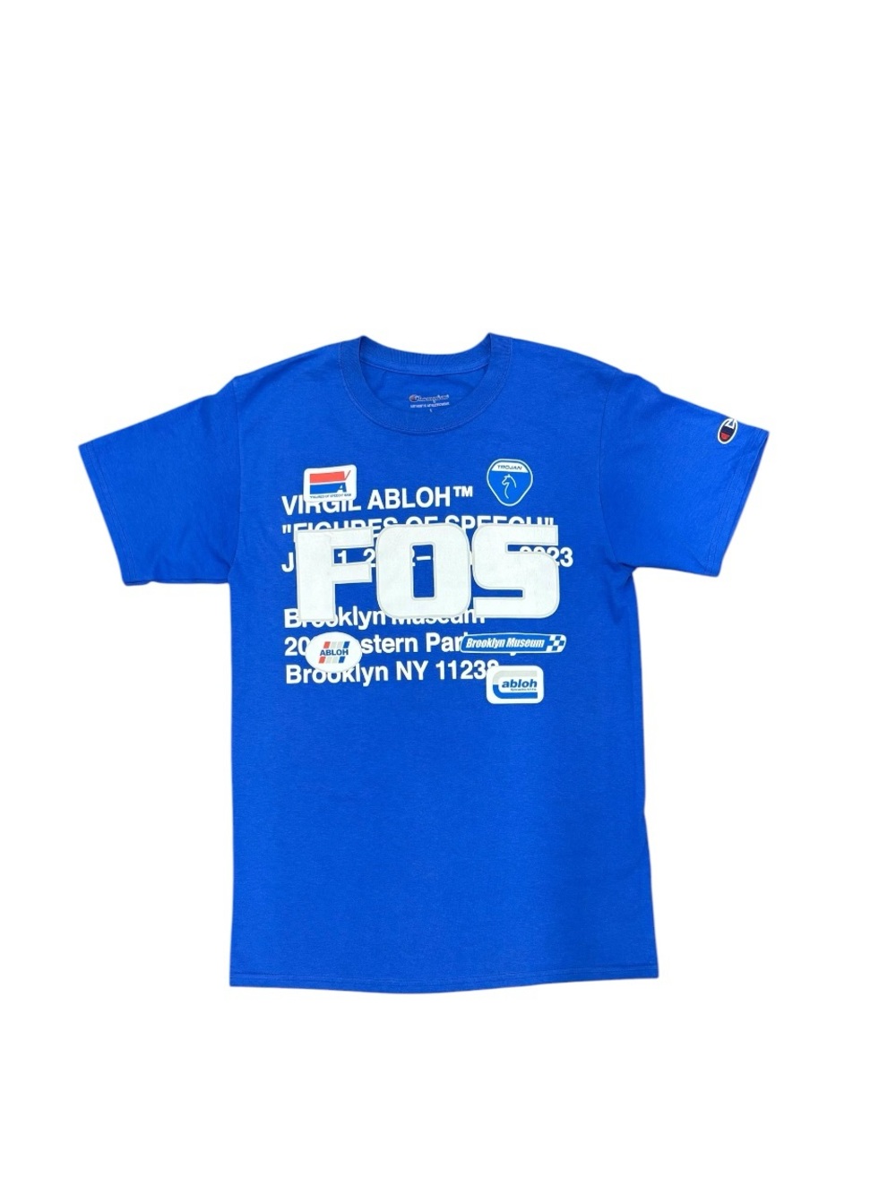 Champion Era Off White Virgil Abloh FOS Figures of Speech Blue Shirt Sz S